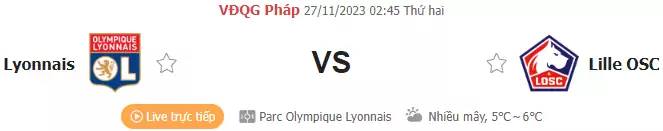 Nhận định bóng đá hôm nay Lyon vs Lille, ngày 27/11